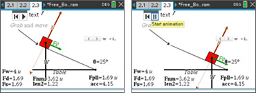 Screenshots from the Free Body Diagrams activity