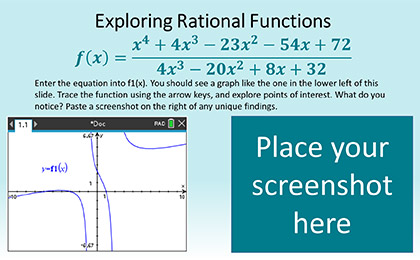 Shows how to share a screenshot from the nspireconnect.ti.com web app